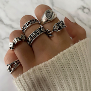 6pcs Vintage Skull Ring