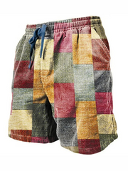 Drawstring Elastic Waist Geometric Pattern Shorts