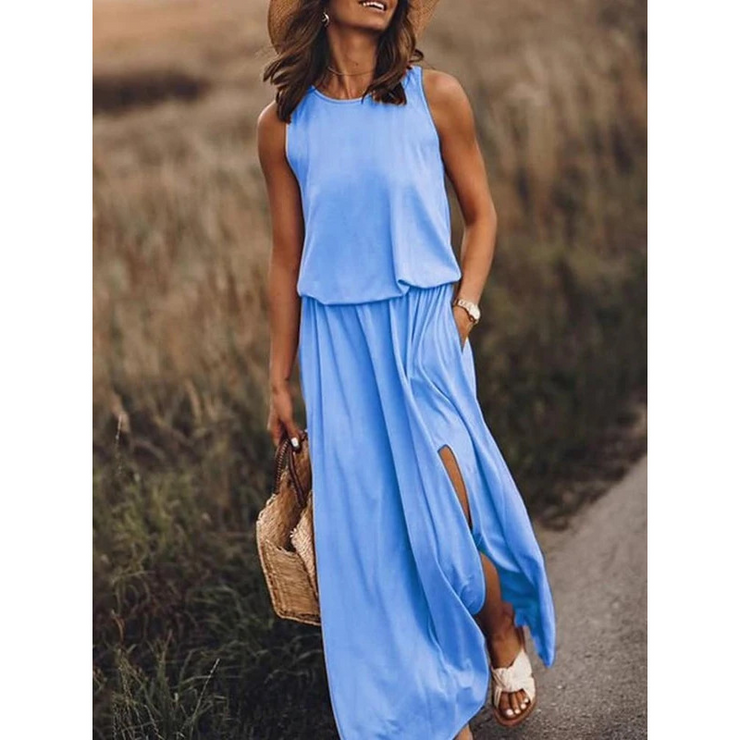 Round Neck Sleeveless Casual Maxi Dress