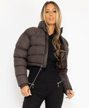 Front Zipped Cropped Puffer Jacket