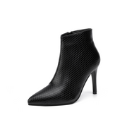 Pointed Toe Leather Ankle Boots with Zipper