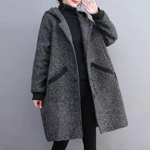 Long Sleeves Loose Hooded Cardigan