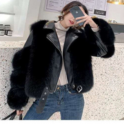 Long Sleeves Zipper Faux Fur Jacket