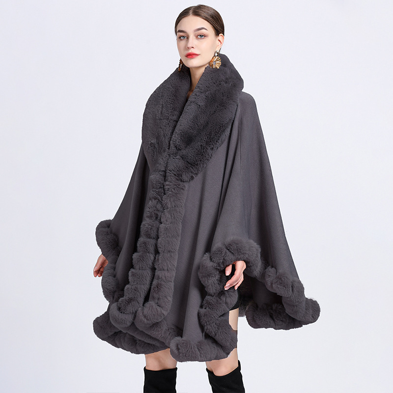 Cloak Cape Faux Fur Bride Wraps Poncho Coat