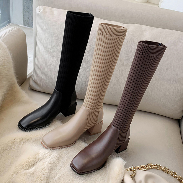 Trendy Slip On High Boots