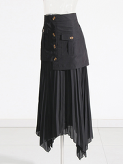 Asymmetrical Pleated Midi Skirt