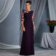 Elegant Crew Neck Lace Wedding Guest Dress