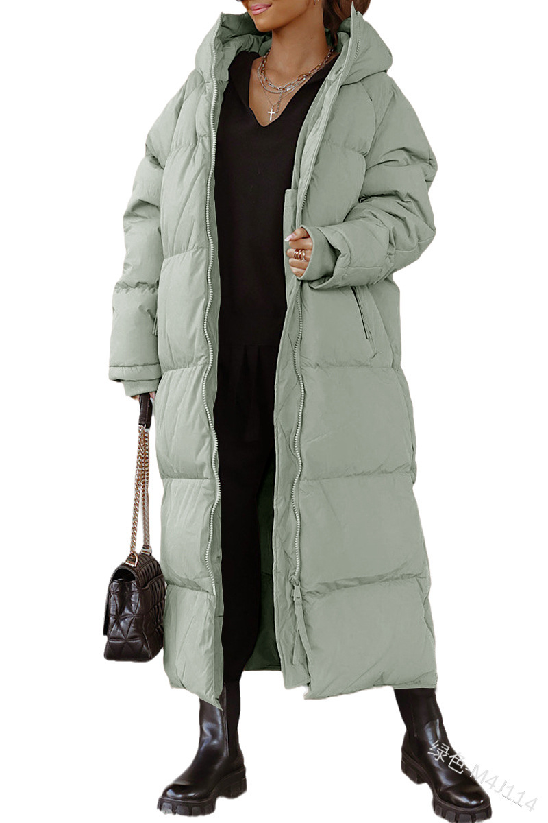 Hooded Full Sleeves Long Puffer Coat