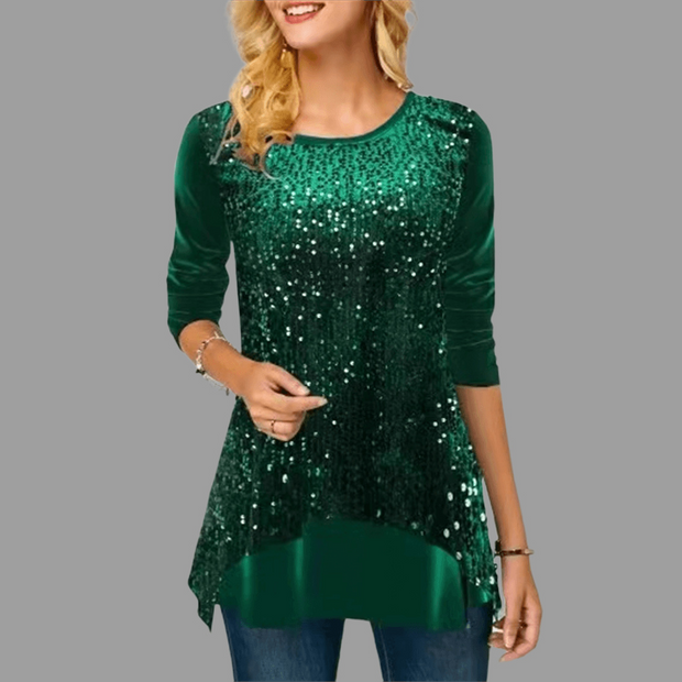 Sequin Velvet Stitching Sweatshirt