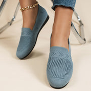 Breathable Mesh Fabric Slip On Flat Shoes