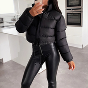 Front Zipped Cropped Puffer Jacket