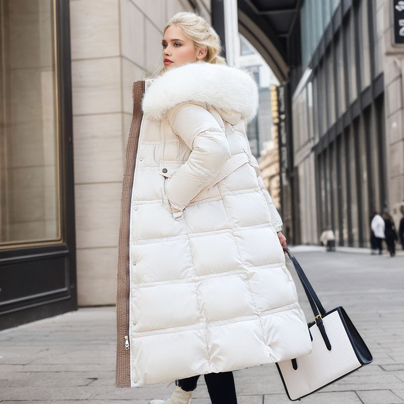 Stand Collar Faux Fur Long Puffer Coat