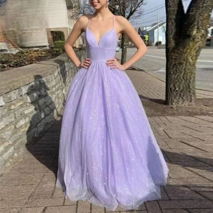 Thistle Deep V Neck Sleeveless Prom Dress