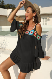 Patchwork Geometric Print Beach Cover Up