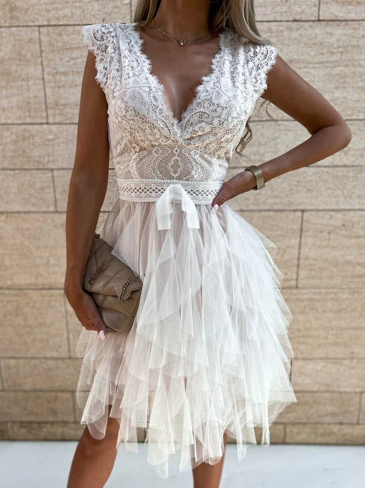 Infinite Beauty Lace Tulle Midi Dress