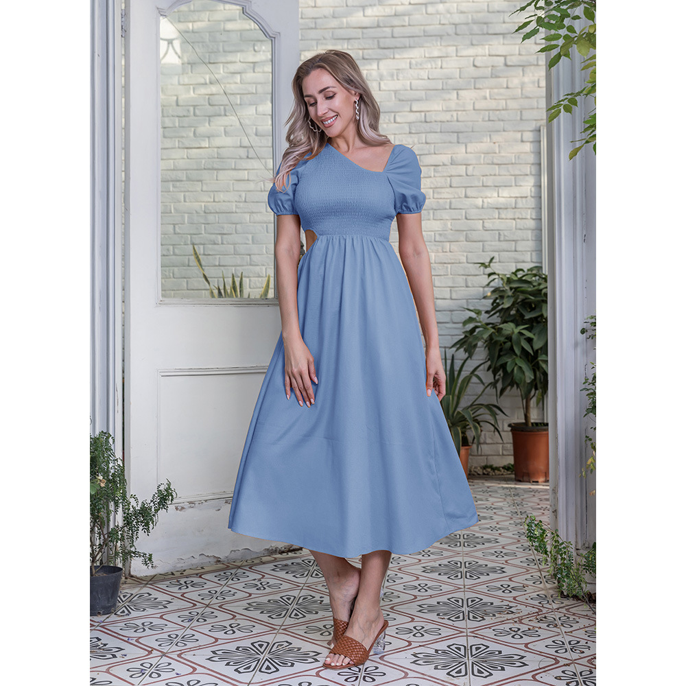 Smocked Cutout Midi Dress