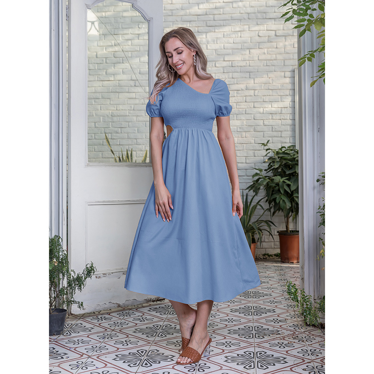 Smocked Cutout Midi Dress