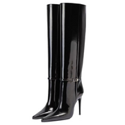 Pointed Toe Stilettos Buckle Knee High Boots