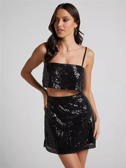 Side Split Sequin Skirt