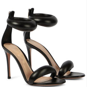 Women Open Toe Metallic Ankle Strap High Heel Prom Sandals