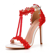 Open Toe Rhinestone Pearl Detail Sandals