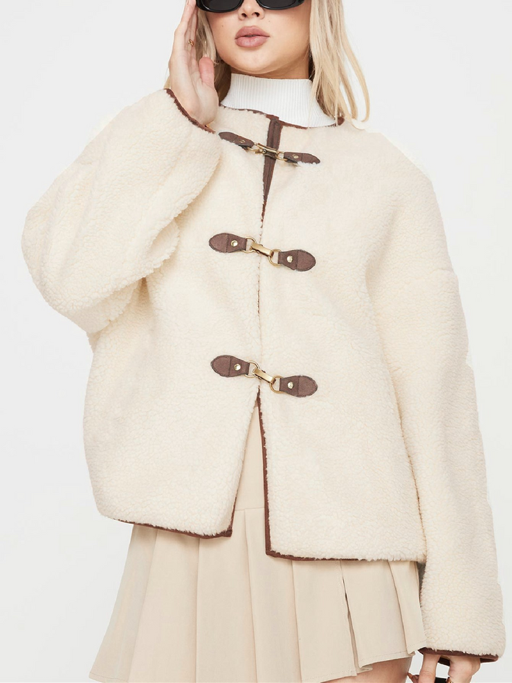 Round Neck Full Sleeves Teddy Coat