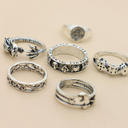 6pcs Vintage Skull Ring