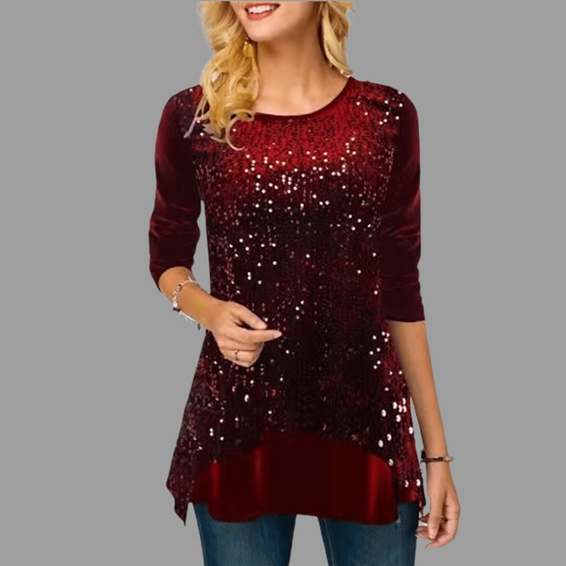 Sequin Velvet Stitching Sweatshirt