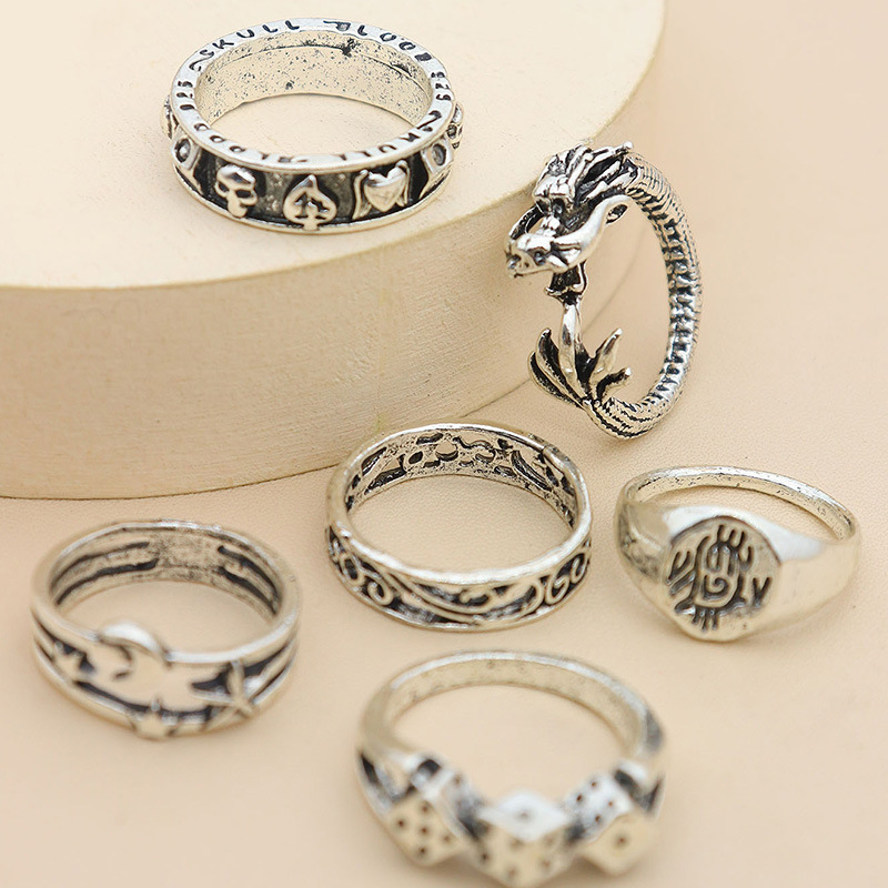 6pcs Vintage Skull Ring