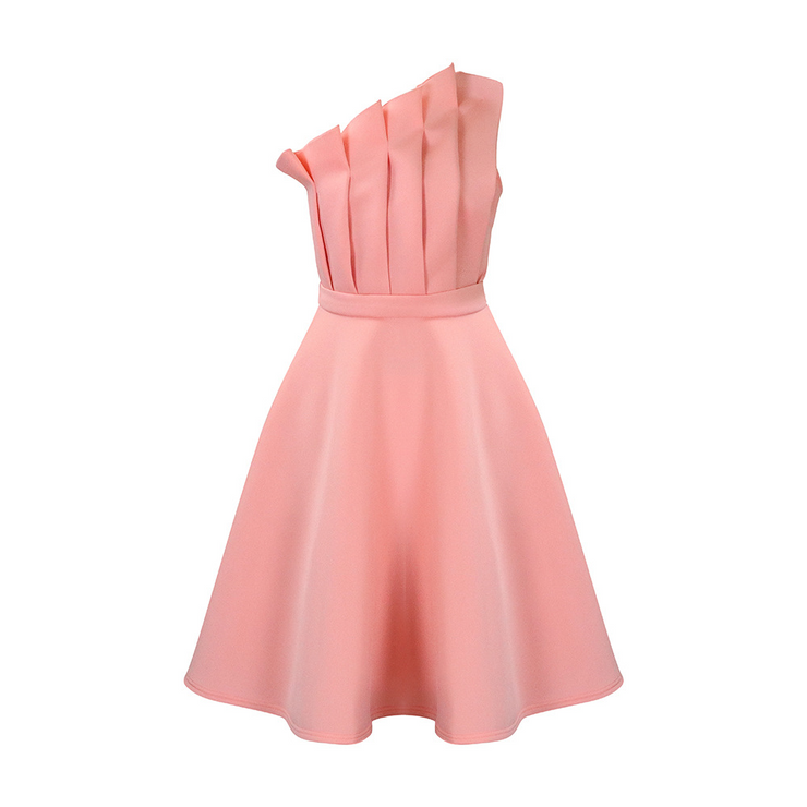 Pleated Strapless Sleeveless Mini Dress