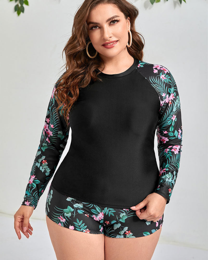 Plus Size Patchwork Paisley Print Tankini