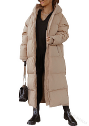 Hooded Full Sleeves Long Puffer Coat