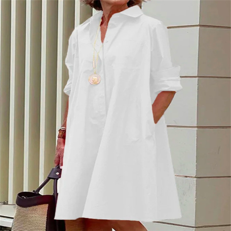 Plain Simple Long Sleeves Shirt Dress