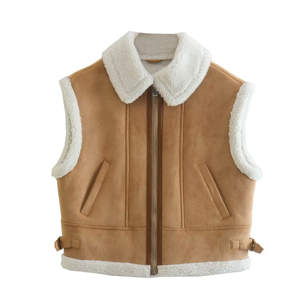 Beige Double Face Vest