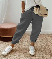 Casual Baggy Cotton Linen Cropped Plain Pant