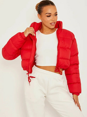 Front Zipped Cropped Puffer Jacket