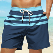 Printed Drawstring Elastic Swim Shorts