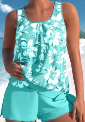 Bowknot Floral Print Tankini Set