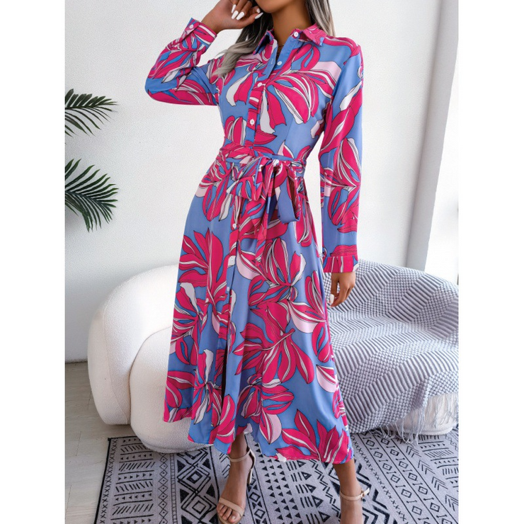 Floral Printed Buttoned Front Maxi Dress