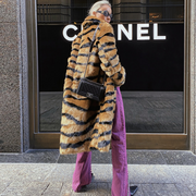 Oversize Tiger Print Faux Fur Winter Coat