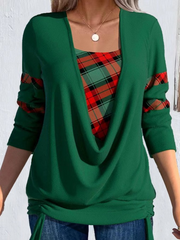 Plaid Faux Two Piece Tie Side Sweatshirt