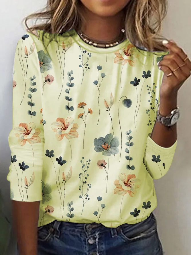 Floral Printed Long Sleeves T-Shirt