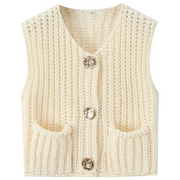 Solid Knit Button Up Vest