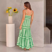 Colorblock Striped Spaghetti Strap Maxi Dress