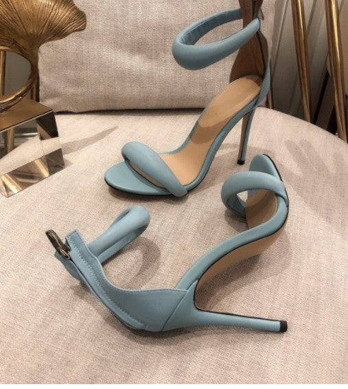 Women Open Toe Metallic Ankle Strap High Heel Prom Sandals