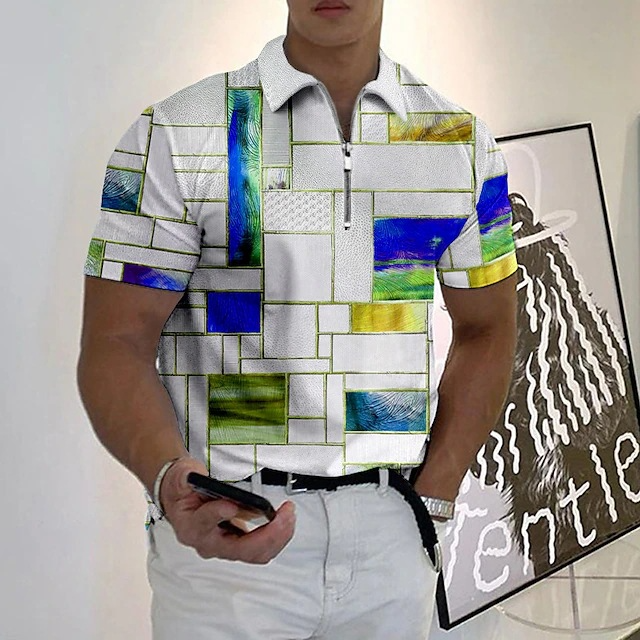 Color Block Graphic Print Short Sleeves Shirt