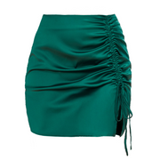 Ruched Waist A-Line Drawstring Mini Skirt