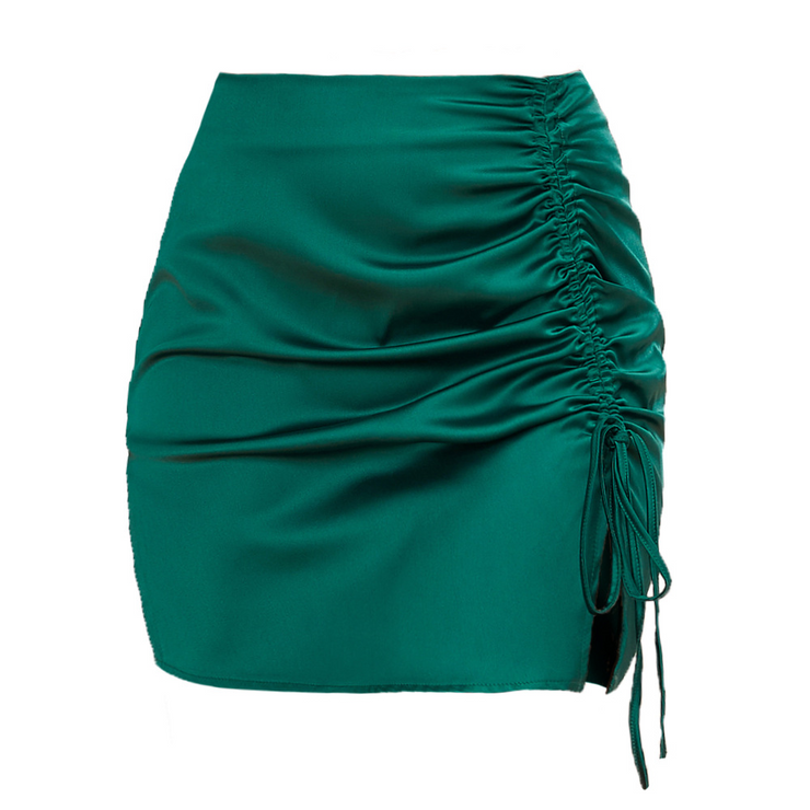 Ruched Waist A-Line Drawstring Mini Skirt