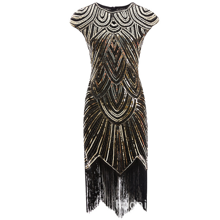 Glitter Sleeveless Mini Fringe Dress