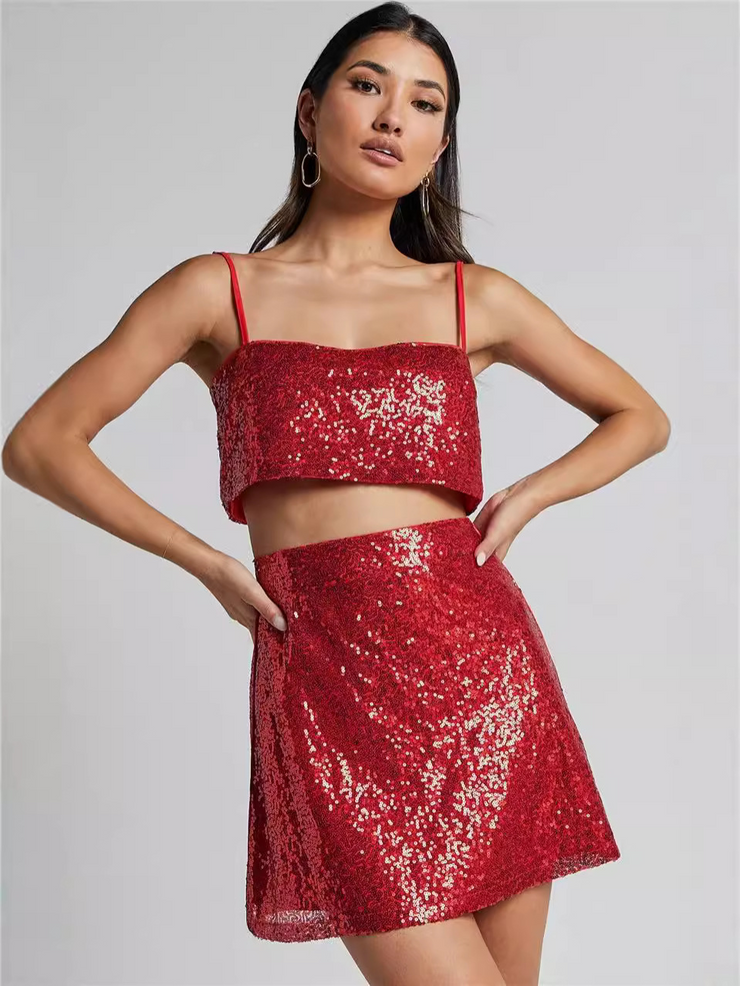 Side Split Sequin Skirt